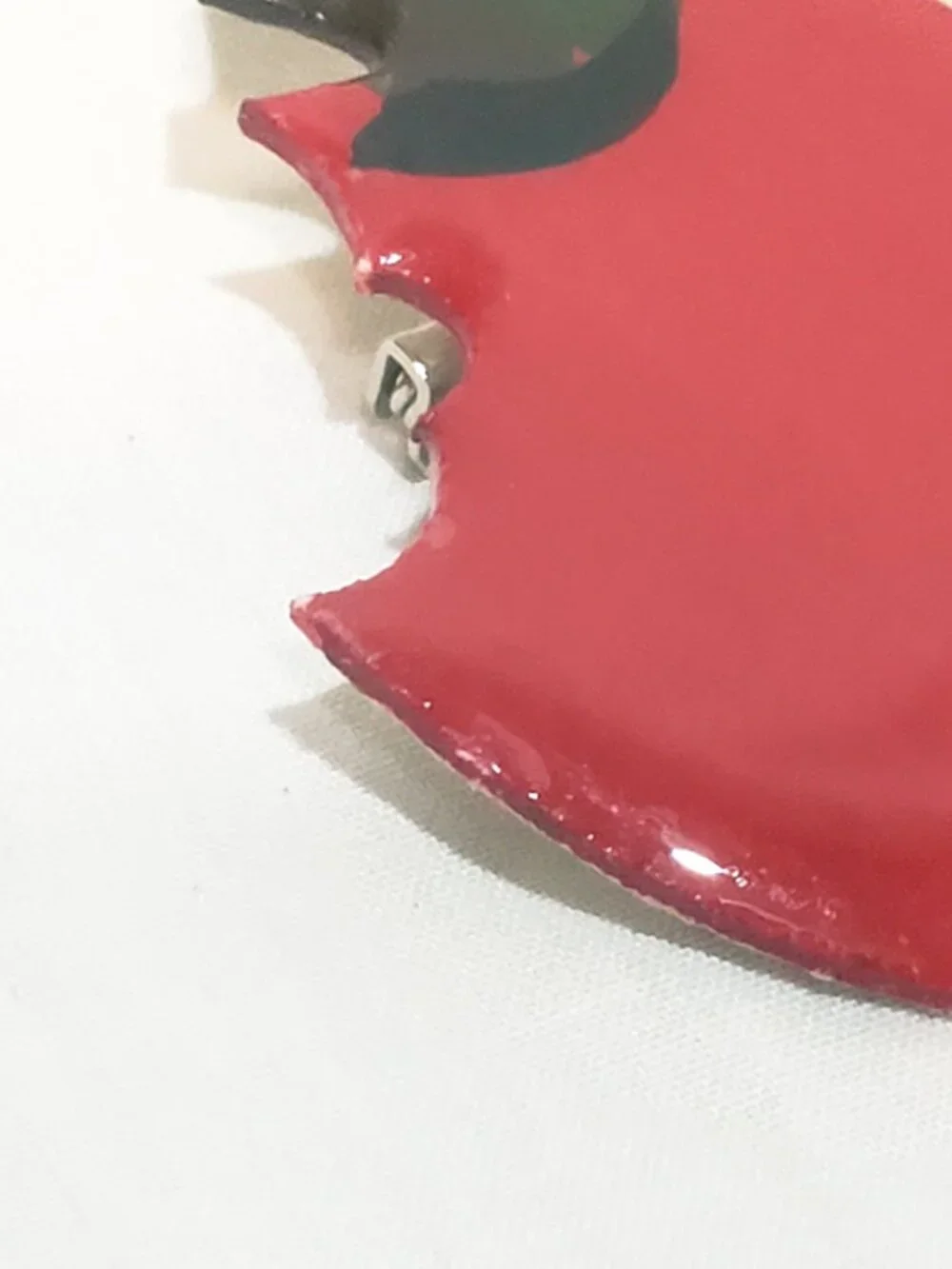 Red Apple with Bite out of it Resin Brooch Pin 2
